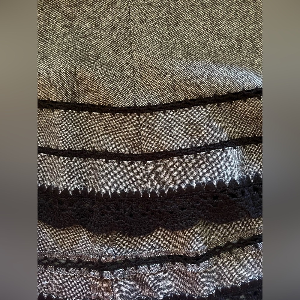 NWT Talbots Brown Tweed Midi Flared Skirt Crocheted Trim Wool Blend Size 12 - Picture 2 of 7